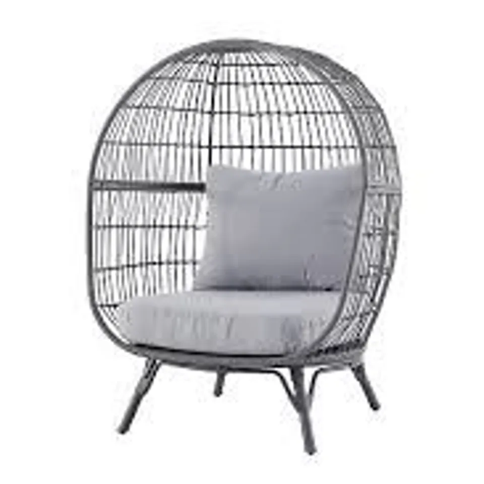 BOXED GOODHOME APOLIMA STEEL GREY RATTAN EFFECT EGG CHAIR (1 BOX)