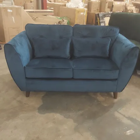 DESIGNER VELVET UPHOLSTERED BLUE LOVESEAT