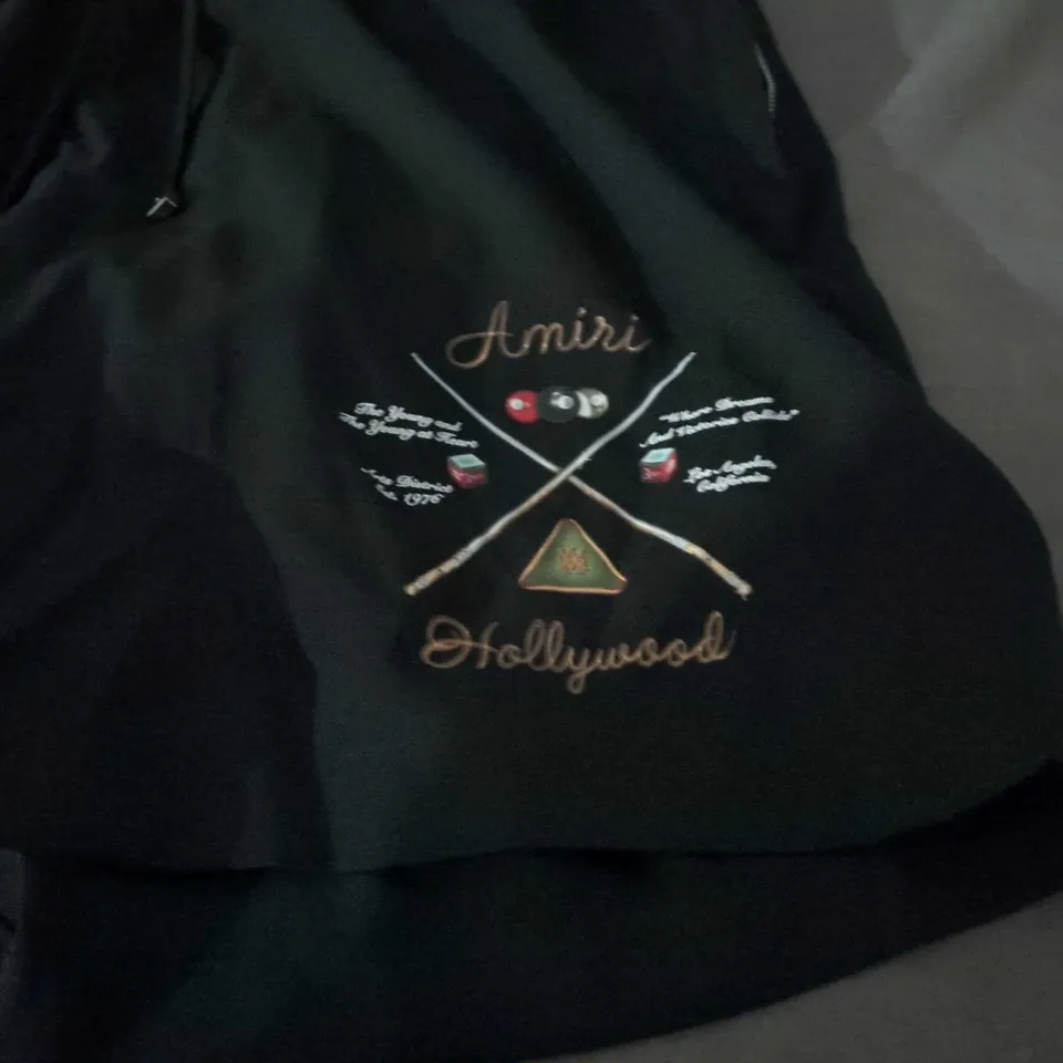 AMIRI BLACK EMBROIDERED SWIMMING SHORTS – MEN'S - LARGE