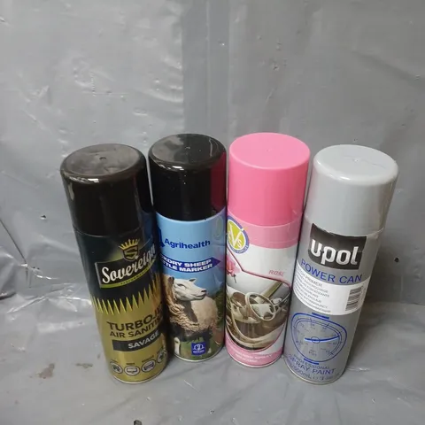 APPROXIMATELY 11 ASSORTED AEROSOLS TO INCLUDE UPOL POWER CAN, TURBOJET AIR SANITISER, DASHBOARD SILICONE ETC - COLLECTION ONLY