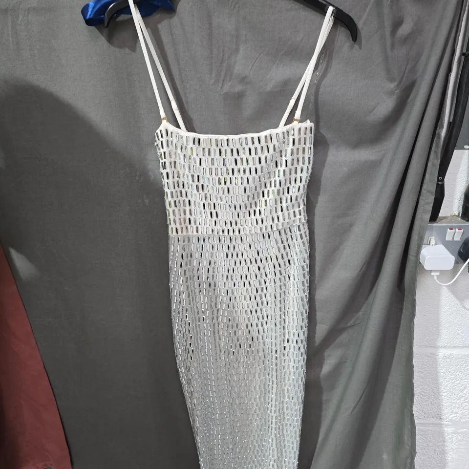 OH POLLY SILVER SEQUIN MESH MAXI DRESS – WOMEN'S EVENING WEAR UK8