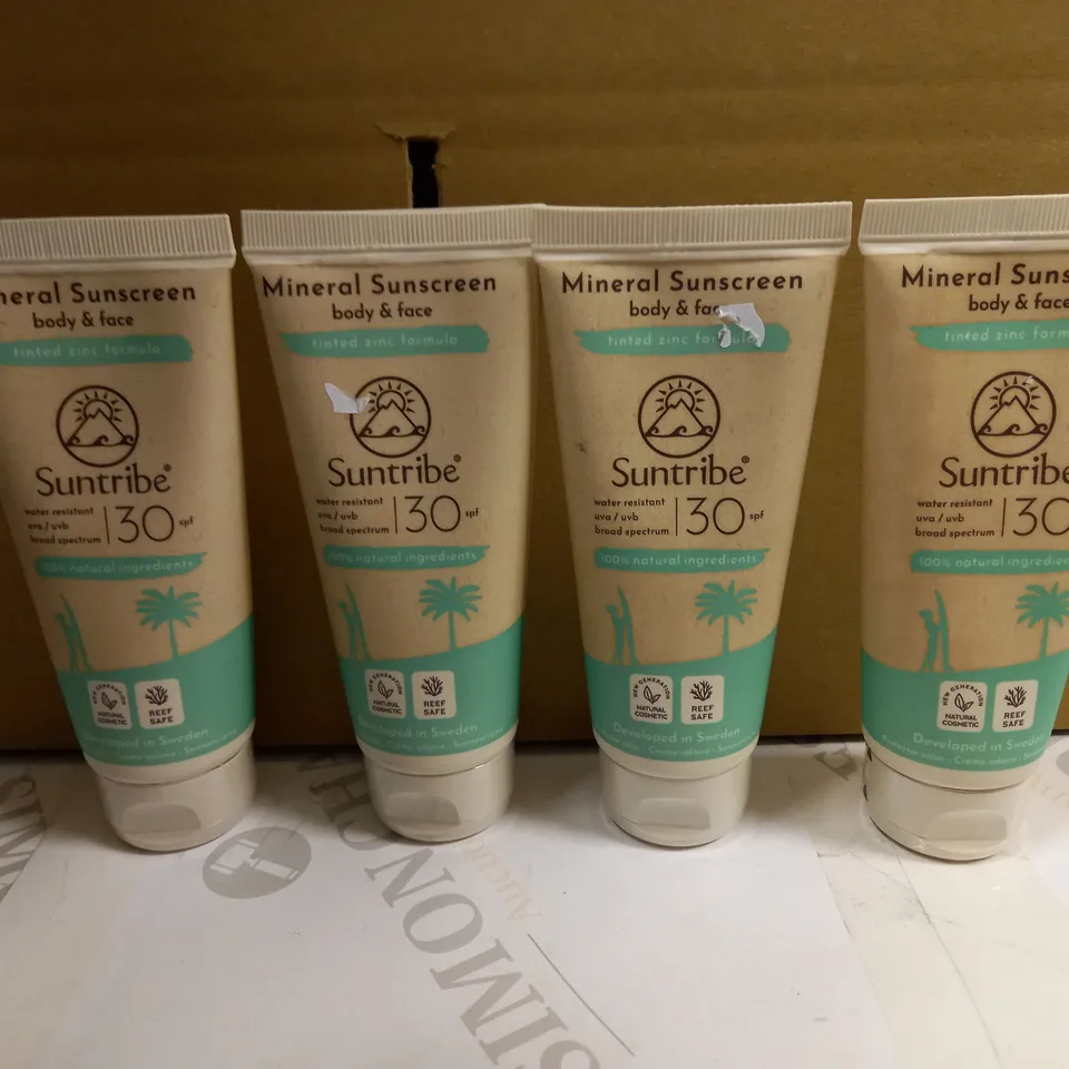 LOT OF 4 SUNTRIBE SPF 30 BODY & FACE MINERAL SUNSCREEN 