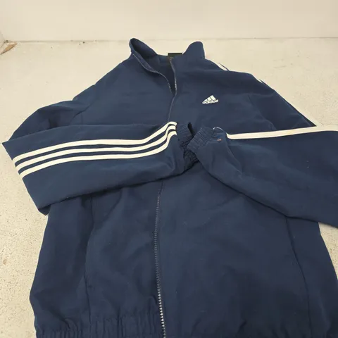 ADIDAS NAVY TRACK JACKET WITH 3 STRIPES – SIZE UNSPECIFIED