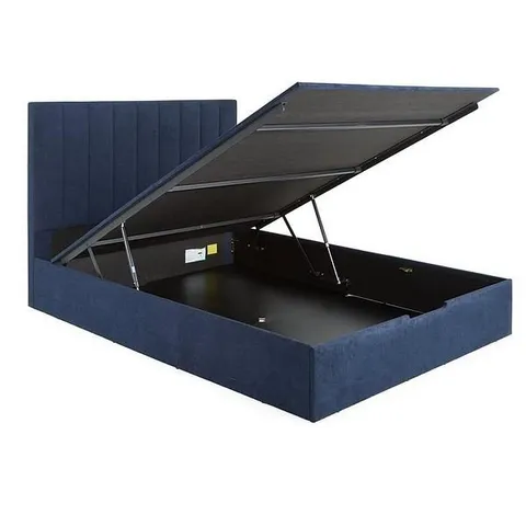 BOXED NOVA END LIFT UP STORAGE OTTOMAN BED - BLUE FABRIC (4 BOXES)
