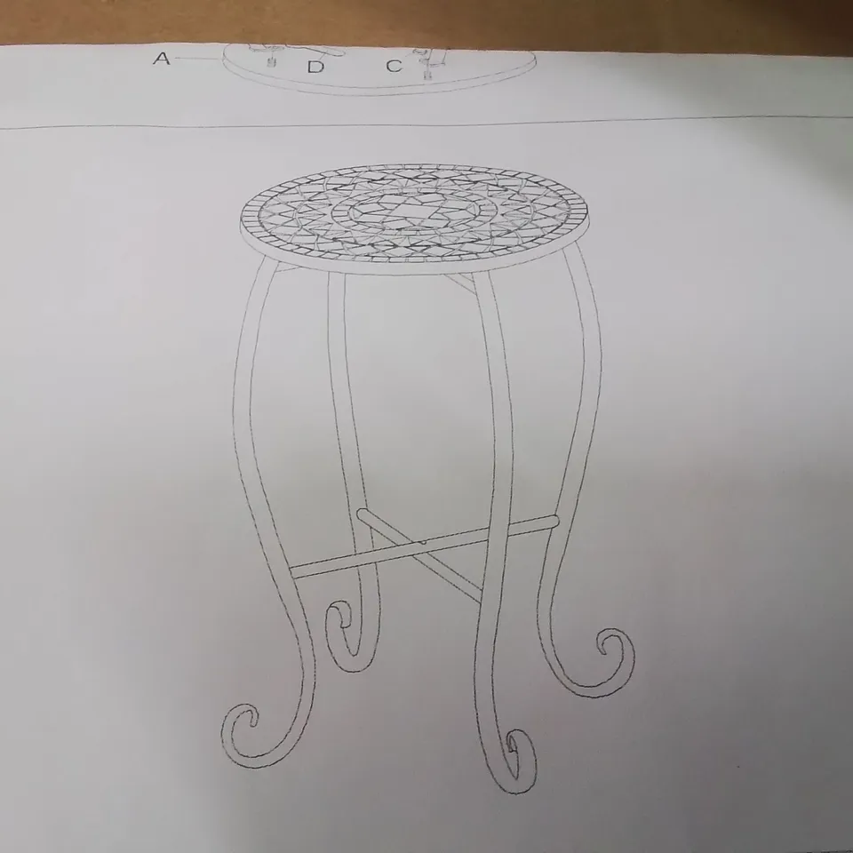 BOXED MOSAIC TOP GARDEN SIDE TABLE