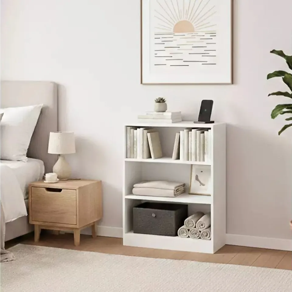 BOXED VIDA CAMBRIDGE 3 TIER LOW BOOKCASE - WHITE (1 BOX)