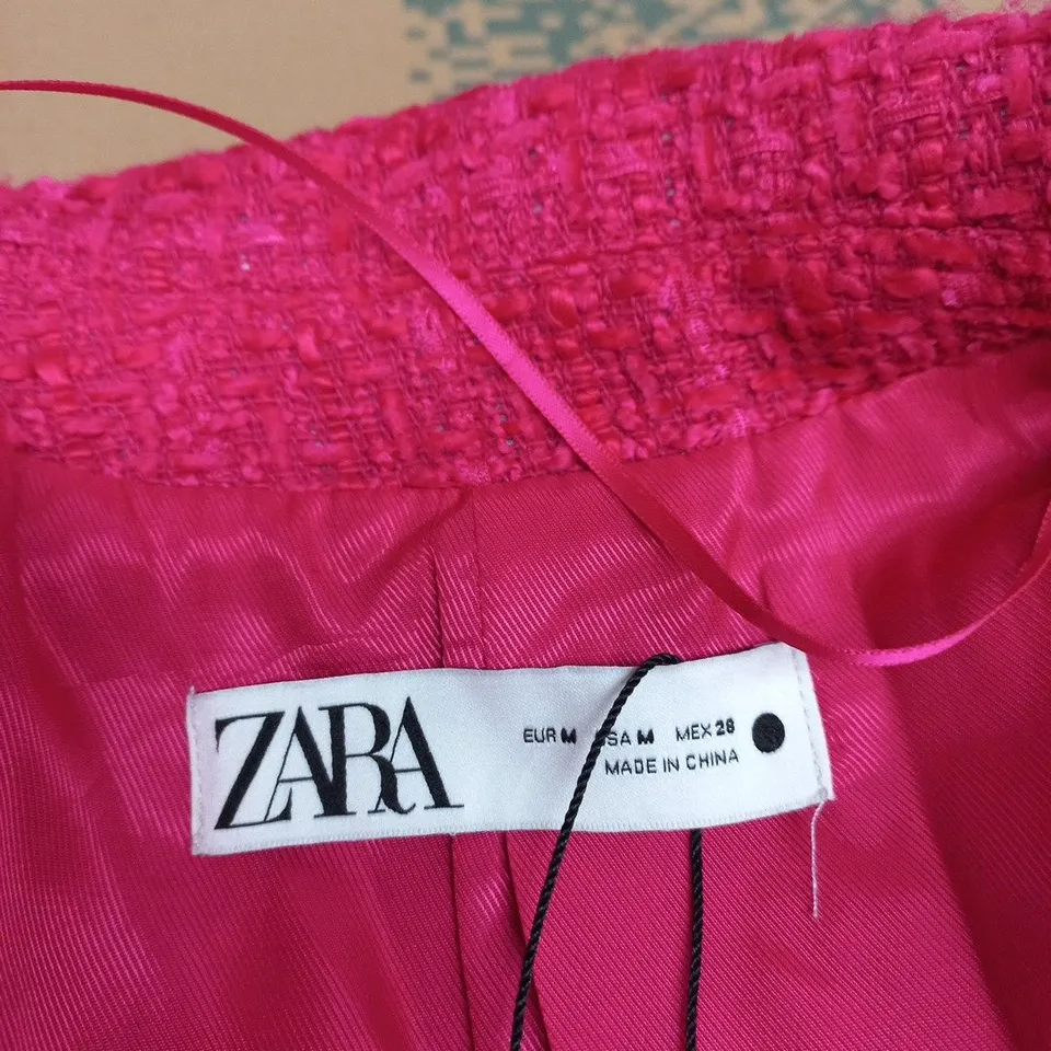 ZARA PINK TEXTURED BLAZER, WOMEN'S, UK 12 (EUR M)