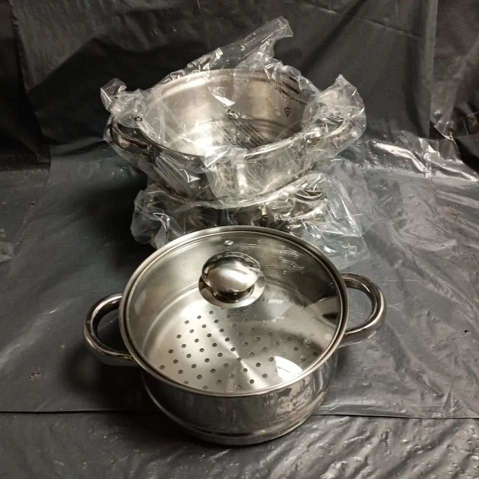 JUDGE ESSENTIALS 18CM STEAMER WITH GLASS LID 3 PIECE SET