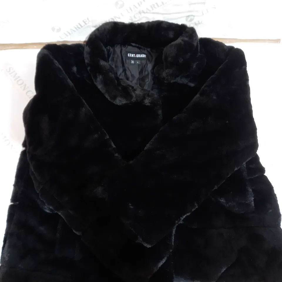 CENTIGRADE BUNNY FAUX FUR COAT BLACK SIZE XS