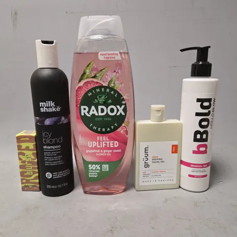 APPROXIMATELY 15 ASSORTED HEALTH & BEAUTY ITEMS TO INCLUDE - RADOX SHOWER GEL , MILK SHAKE ICY BLOND SHAMPOO , GRUUM FACIAL GEL ETC