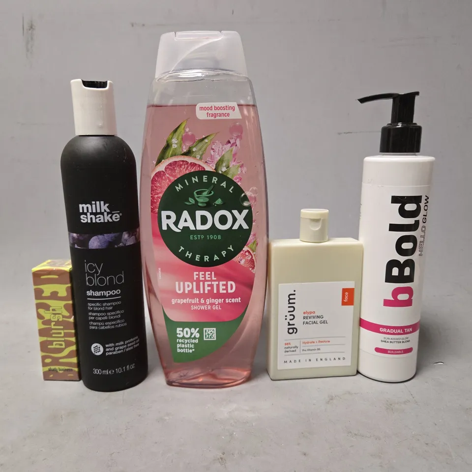 APPROXIMATELY 15 ASSORTED HEALTH & BEAUTY ITEMS TO INCLUDE - RADOX SHOWER GEL , MILK SHAKE ICY BLOND SHAMPOO , GRUUM FACIAL GEL ETC