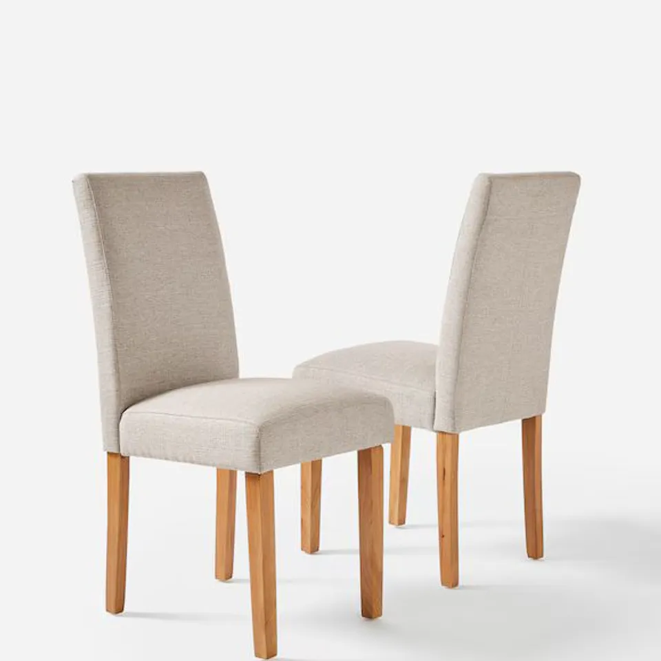 AVA FABRIC PAIR OF DINING CHAIRS TAUPE/NATURAL