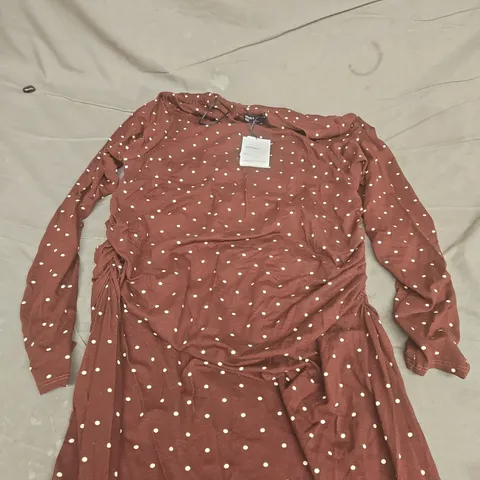 NOBODY'S CHILD BROWN POLKA DOT DRESS, UK 16 
