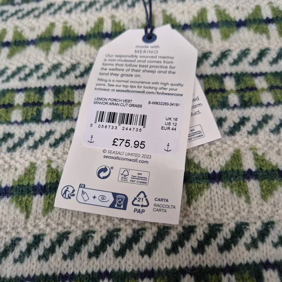 SEASALT CORNWALL LEMON PORCH VEST - SIZE 16