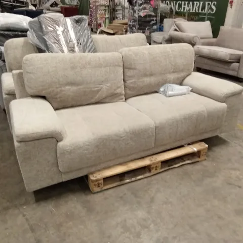 KANSAS 3 SEATER SOFA, CHAMPAGNE WOVEN CHENILLE FABRIC