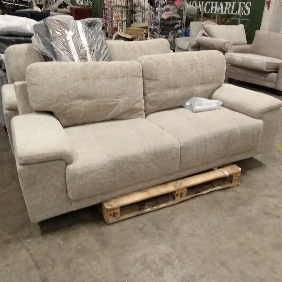 KANSAS 3 SEATER SOFA, CHAMPAGNE WOVEN CHENILLE FABRIC