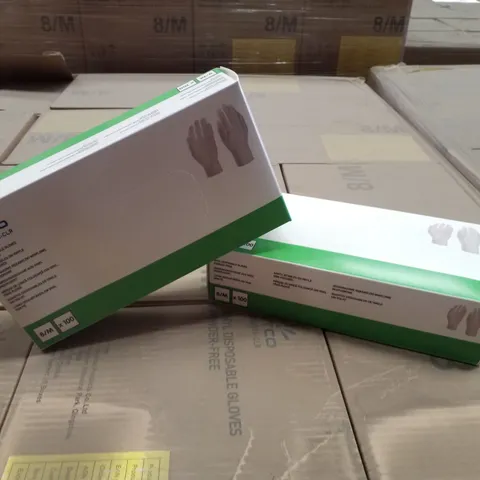 PALLET OF APPROXIMATELY 70 INTCO VINYL DISPOSABLE GLOVES 100PK BOXES - MEDIUM