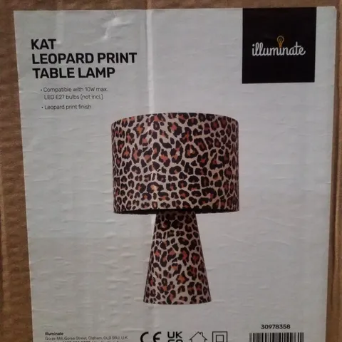 BOXED ILLUMINATE KAT LEOPARD PRINT TABLE LAMP 