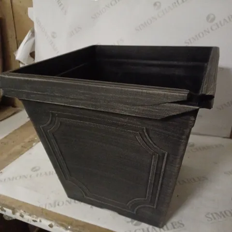 PAIR OF ESTATE CHALK-EFFECT 14" SQUARE PLANTERS