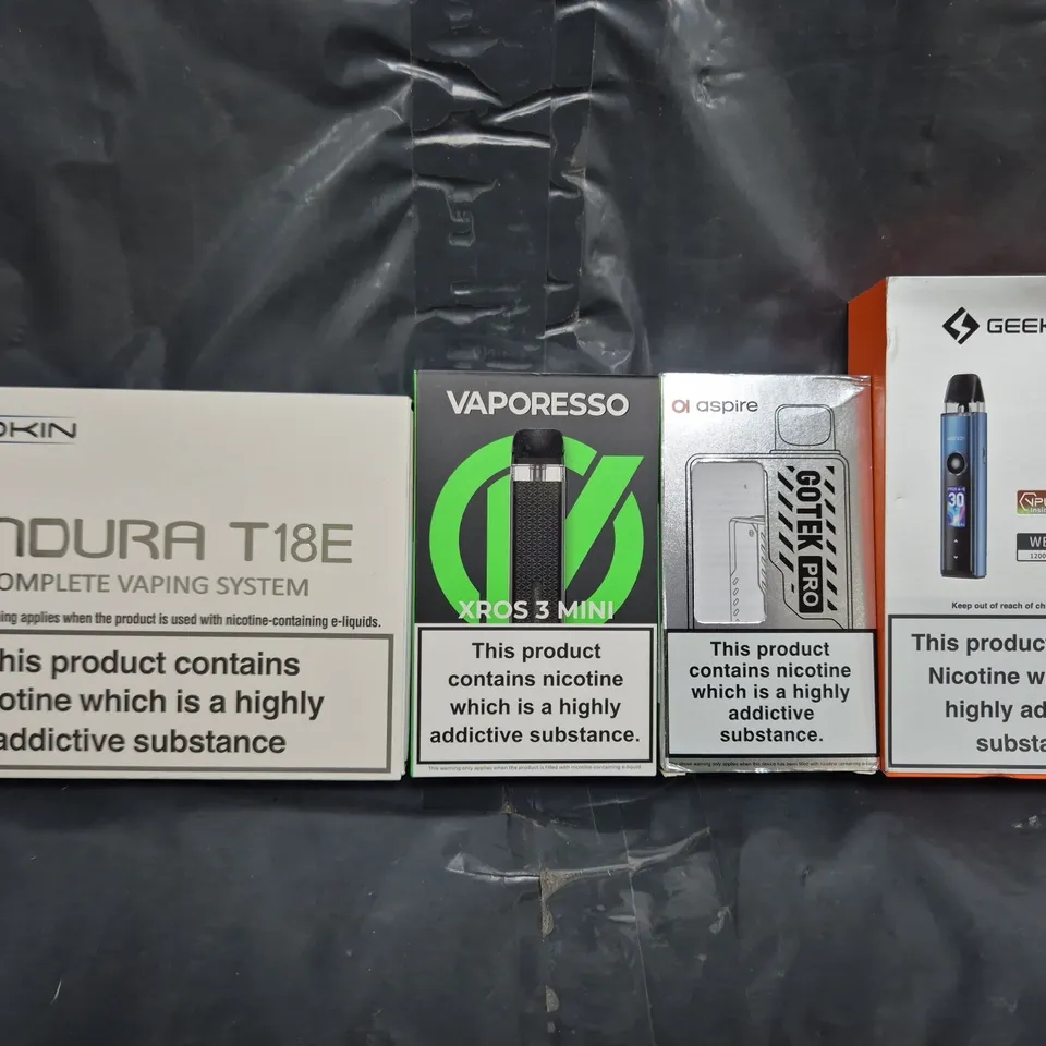 BOX OF APPROXIMATELY 20 ASSORTED VAPING ITEMS AND PRODUCTS TO INCLUDE VAPORESSO, ASPIRE, ETC