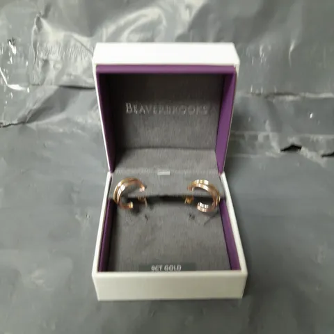 BOXED BEAVERBROOK'S YELLOW , WHITE & ROSE GOLD HOOP EAR 