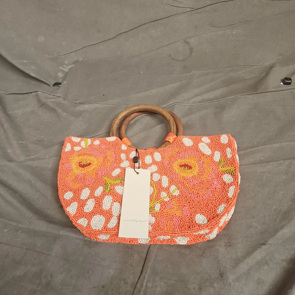 NEVER FULLY DRESSED CORAL FAWN BEADED BAG TAGGED