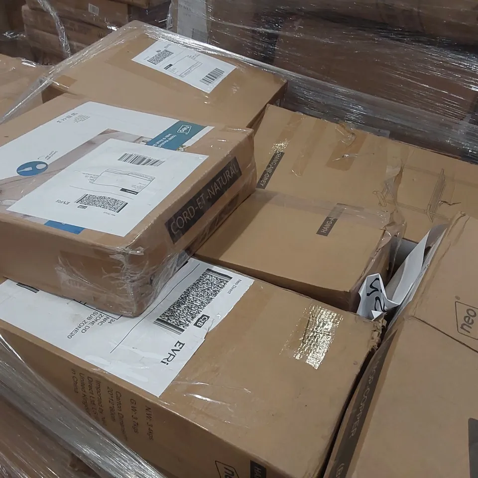 PALLET CONTAINING A LARGE QUANTITY OF ASSORTED NEO PRODUCTS INCLUDING: ELECTRIC BLANKETS, LARGE QUANTITY OF CLOTHES AIRERS, STEAM MOP ECT
