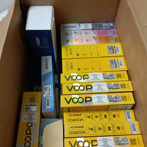 BOX OF APPROXIMATELY 20 ASSORTED ECIGS INCLUDING VOOPOO AND VAPORESSO