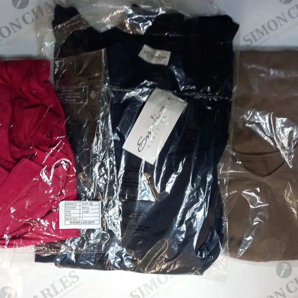 APPROXIMATELY 5 ASSORTED CLOTHING ITEMS IN VARIOUS STYLES AND SIZES