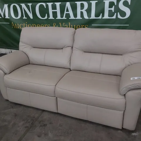 QUALITY BRITISH DESIGNER G PLAN SEATTLE THREE SEATER SOFA CAPRI PUTTY LEATHER 