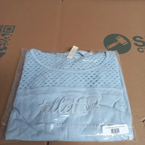 TILLETTS BLUE MESH PANEL KNIT TOP CAROLINE SIZE UNSPECIFIED