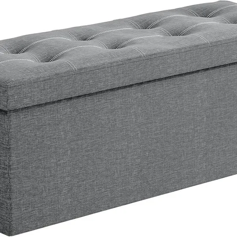 BOXED OAK & TEA STORAGE BENCH, FOLDING SEAT CHEST - GREY (1 BOX)