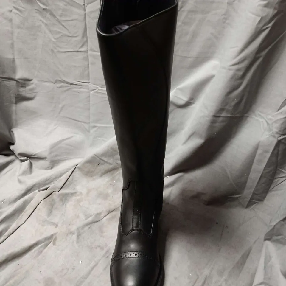 CATESBY KELSO WIDE KNEE-HIGH BLACK LEATHER RIDING BOOTS SIZE UK 6