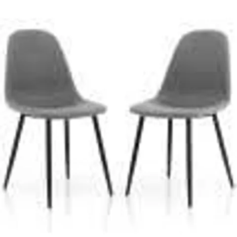 BOXED UPHOLSTERED DINING CHAIRS SET OF 2 WITH METAL LEGS GREY