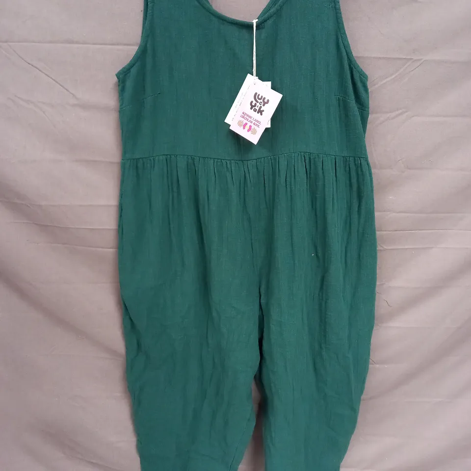 LUCY & YAK BOWIE JUMPSUIT IN EMERALD GREEN SIZE 16