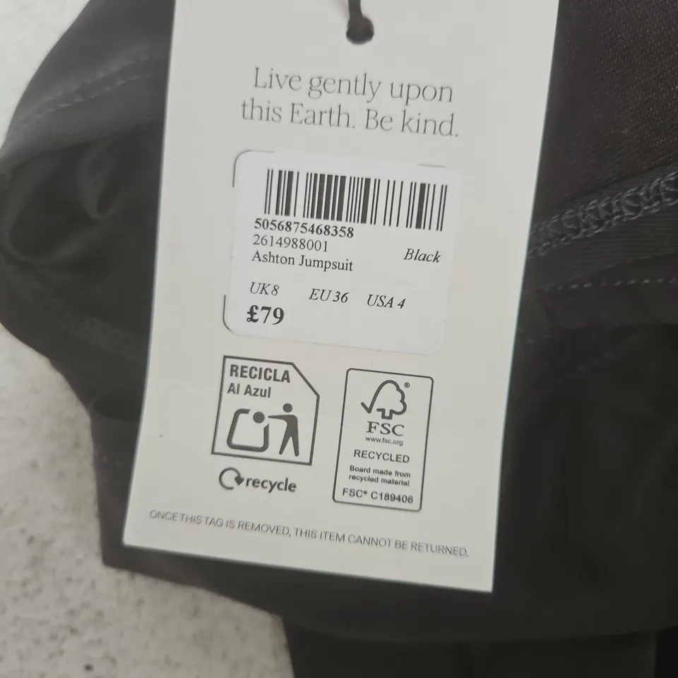 UK 8 NOBODY'S CHILD ASHTON JUMPSUIT – BLACK (EU 36, USA 4)