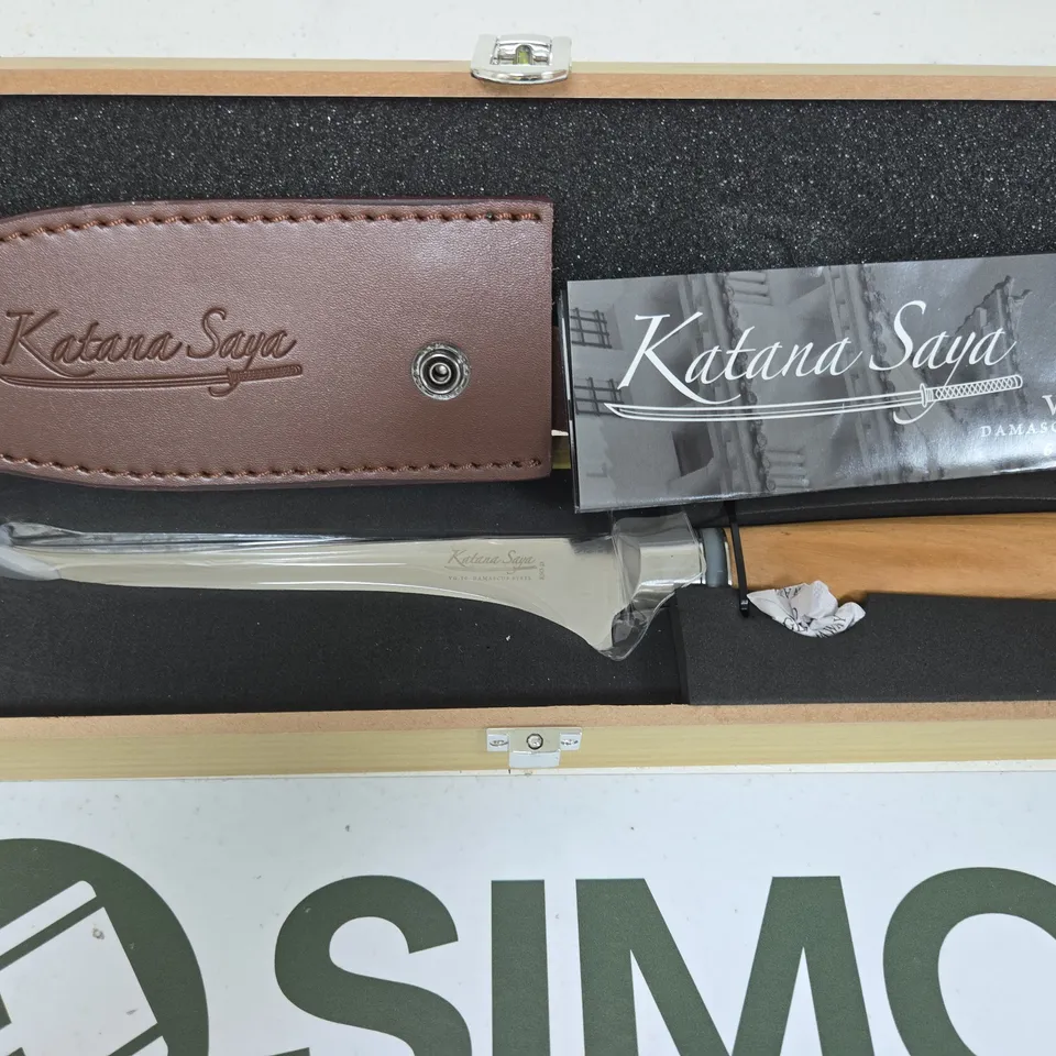 KATANA SAYA 15CM BONING KNIFE – VG-10 DAMASCUS STEEL, 67 LAYERS, WITH LEATHER SHEATH