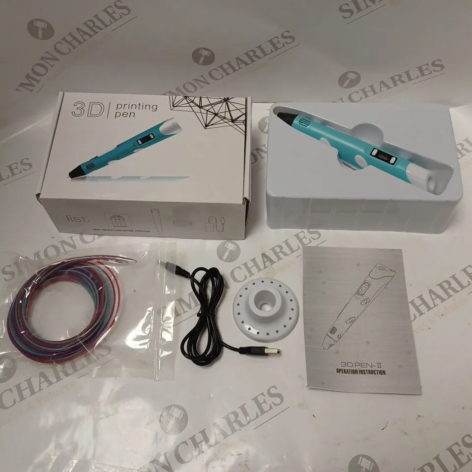 BOXED PEN-II 3D PRINTING PEN WITH LCD DISPLAY, STAND, USB CHARGING CABLE, FILAMENTS AND INSTRUCTIONS