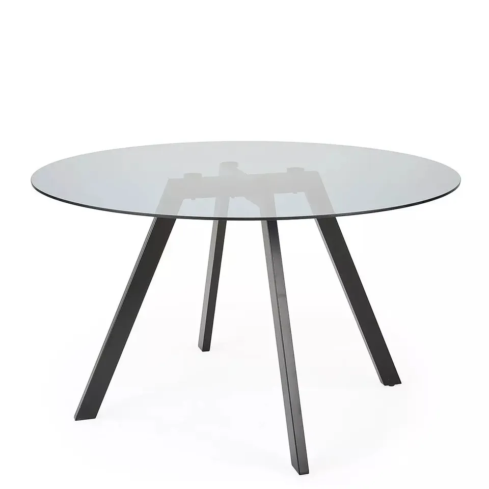 BOXED MARLOW 130cm ROUND SMOKED GLASS DINING TABLE (1 BOX) RRP £349