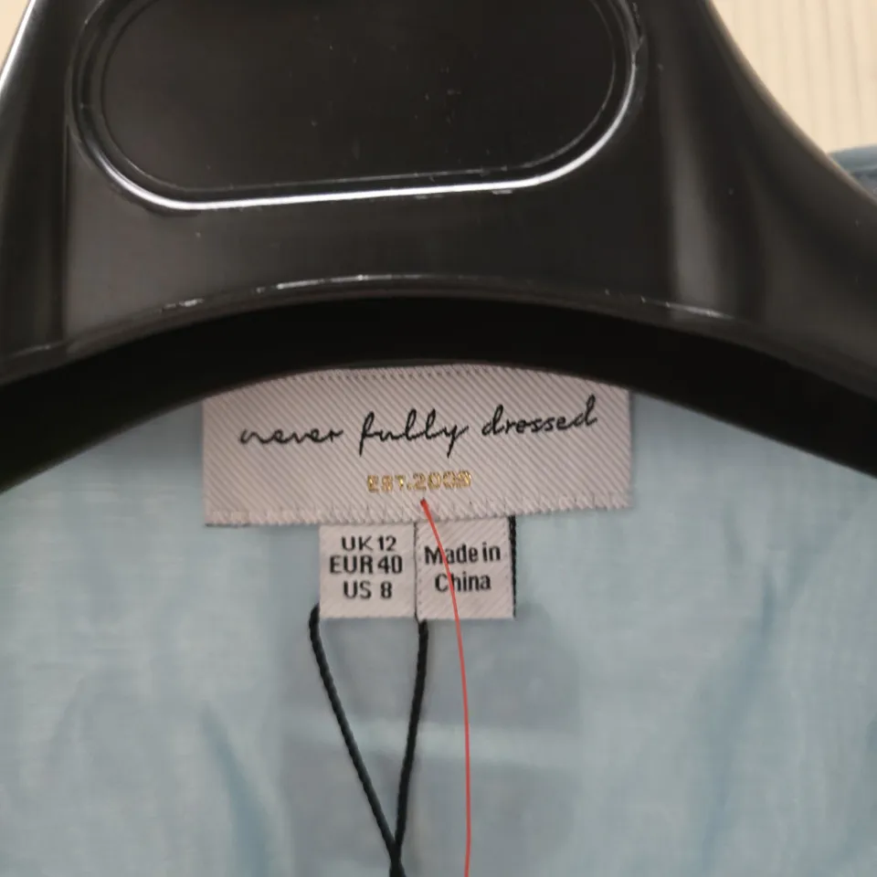 NEVER FULLY DRESSED LIGHT BLUE BUTTON-FRONT SHIRT, UK 12 (EU 40) – MADE IN CHINA