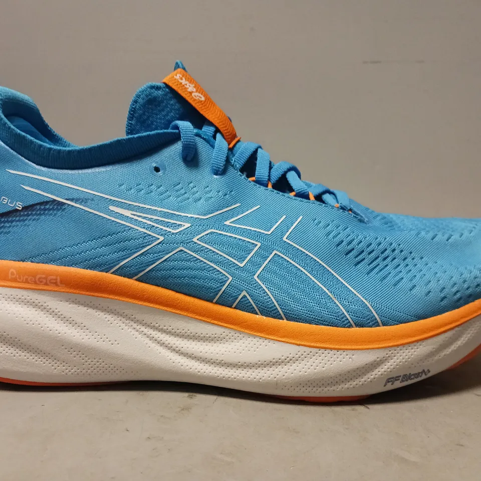 PAIR OF ASICS TRAINERS IN BLUE/ORANGE UK SIZE 8.5