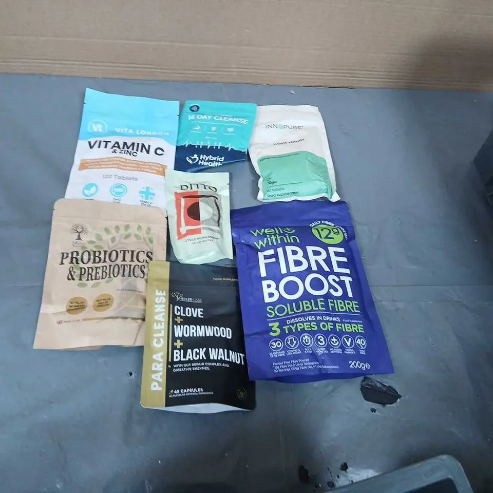 APPROXIMATELY 15 ASSORTED VITAMIN & DIETARY SUPPLEMENTS (BULK LOT) – VITAMIN C, FIBRE BOOST, PROBIOTICS, COLLAGEN PEPTIDES 