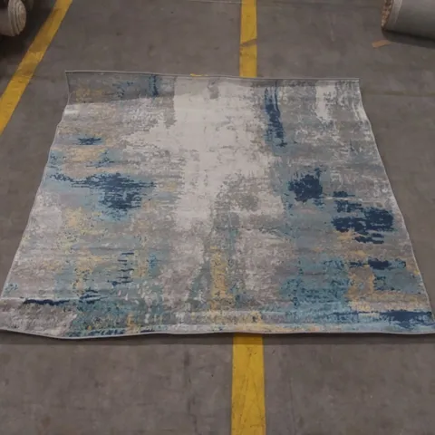 QUALITY ZEKE ABSTRACT GREY/BLUE AREA RUG - 150 x 150cm