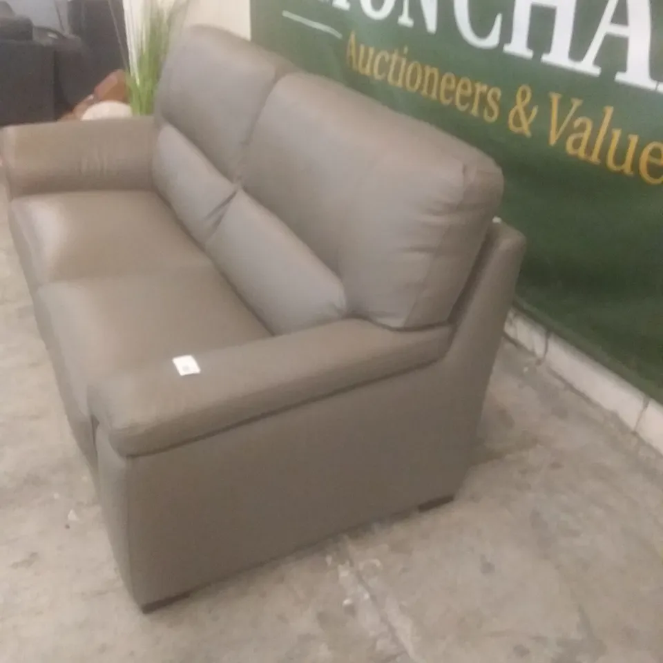 DESIGNER ITALIAN MADE VIRGILIO MUD LEATHER  3 SEATER SOFA