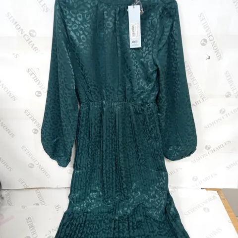 BLUE VANILLA HIGH NECK PLEATED MIDI DRESS SIZE 8