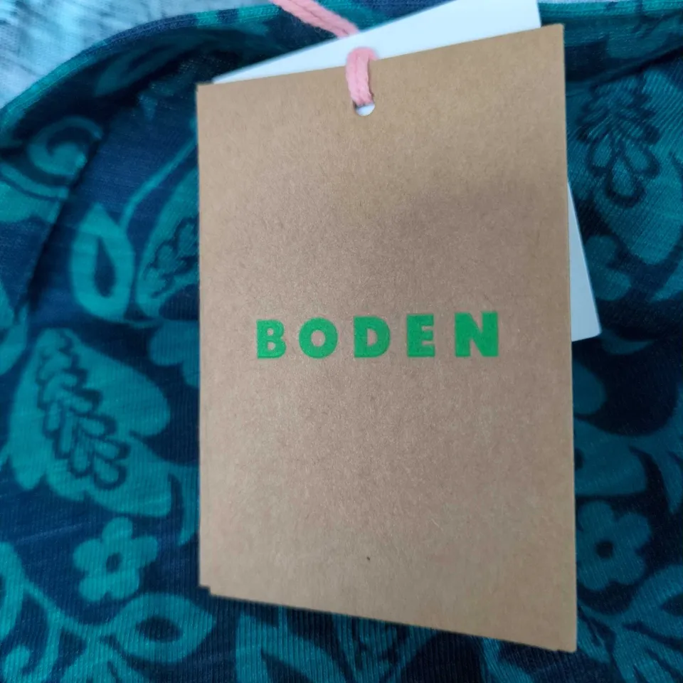 BODEN WOMEN’S TEAL FLORAL PRINT DRESS, UK 10 (US 6)