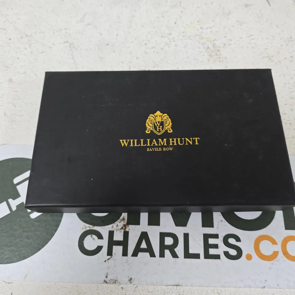 WILLIAM HUNT SAVILE ROW BROWN CROCODILE-EFFECT LEATHER WALLET – BOXED