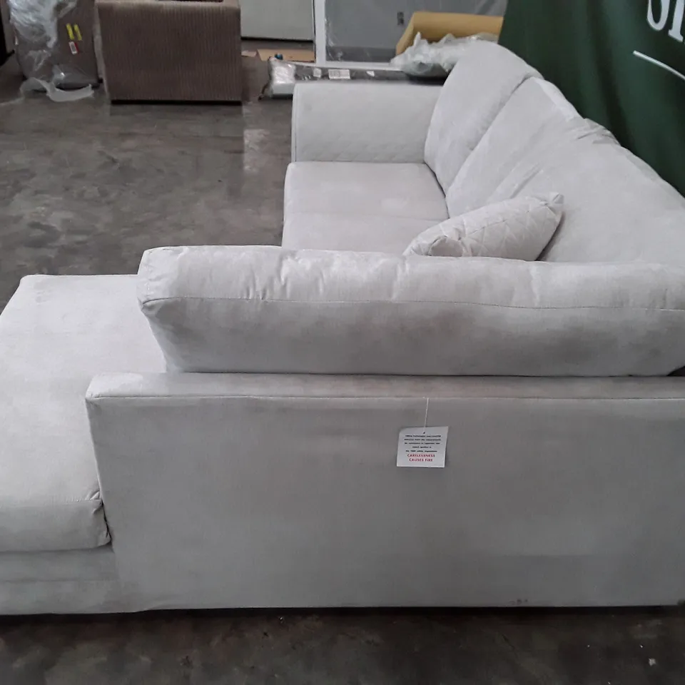 QUALITY DESIGNER CORNER SOFA - LIGHT GREY FABRIC
