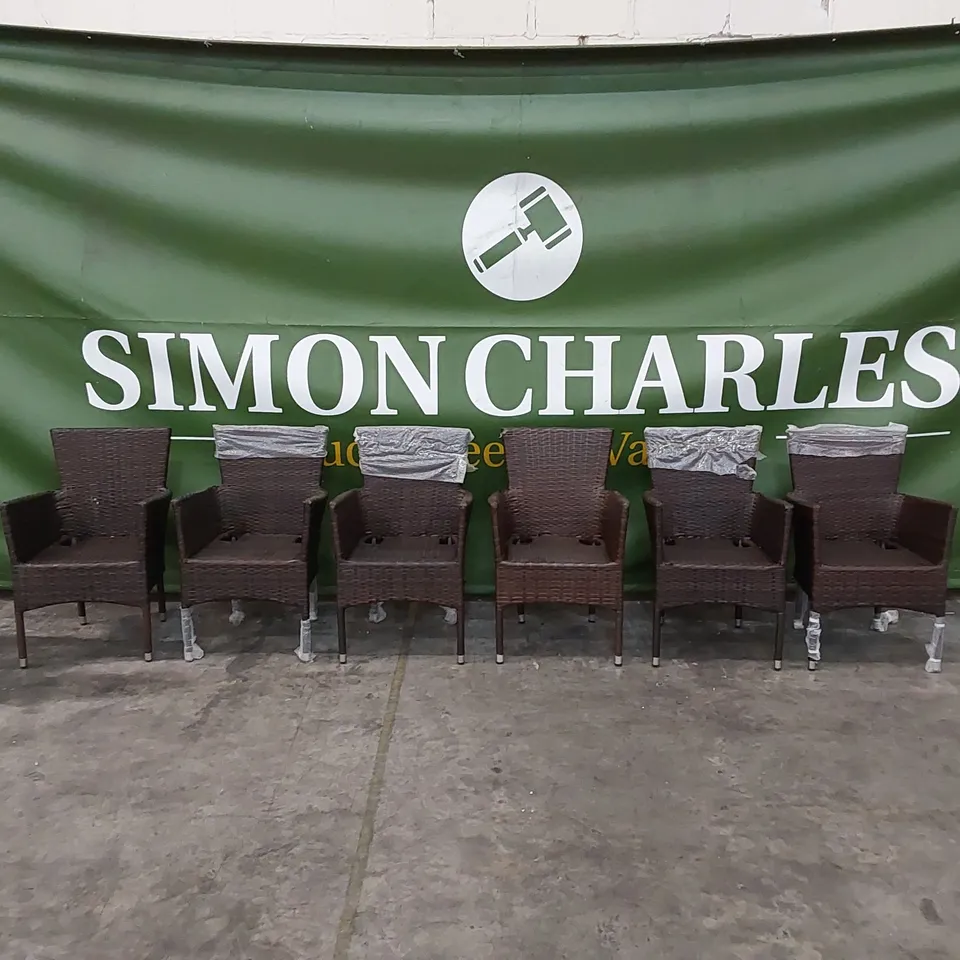 DESIGNER SET OF 6 CHOCOLATE MIX RATTAN CHAIRS