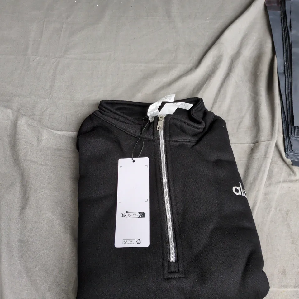 ALO YOGA ZIP FRONT JUMPER – BLACK, UK M